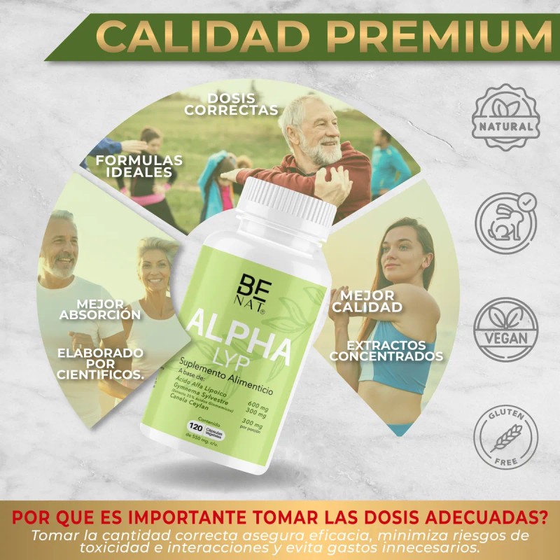 Acido Alfa Lipoico 100% Puro + Gymnema Benat 600mg 120