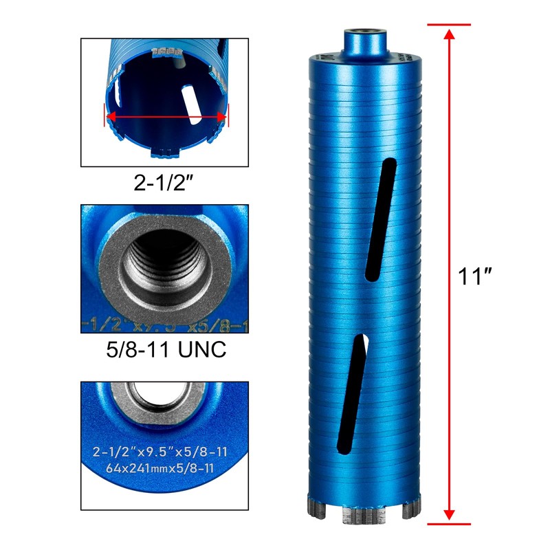 SALI Diamond Core Drill Bits 2 1/2" Diameter 10"/254mm Drilling