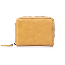 AprinCtempsD RFID Blocking Women‘s Small Wallet Genuine Leather Ladies Mini Purse with Coin Pocket Men's Credit Card Organizer Change Pouch with Zip (Yellow)