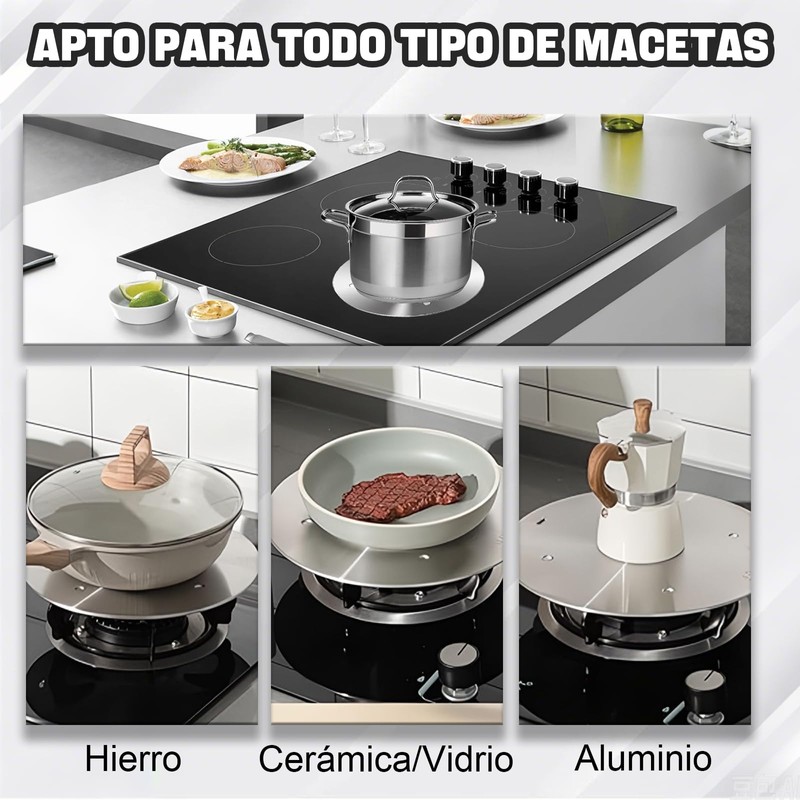Difusor de Calor Placa Difusora de Lnducción Acero Lnoxidable, Placa