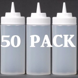 Unbranded 50 PACK / CASE 16 oz Clear Plastic Squeeze Bottle Condiment Dispenser Ketchup
