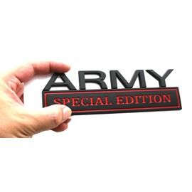 2pack Big Army Special Edition Emblems, Army Car Emblem 3D Badge Decal Car Truck Replacement Compatible with Universal Vehicle, Truck, SUV, Army Decal Sticker Strong Adhesive 7 inch Long (Black Red)