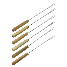 Fackelmann 31029 Fondue Forks Stainless Steel with Wooden Handle, Fondue Pikes, Wood, Stainless Steel, 25 cm