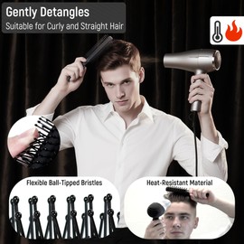 SalonSilk Hair Brush for Men, 5PCS Men Hair Brush & Styling Comb Set - Professional Barber Tools for All Hair Types, Perfect for Styling, Grooming, and Detangling