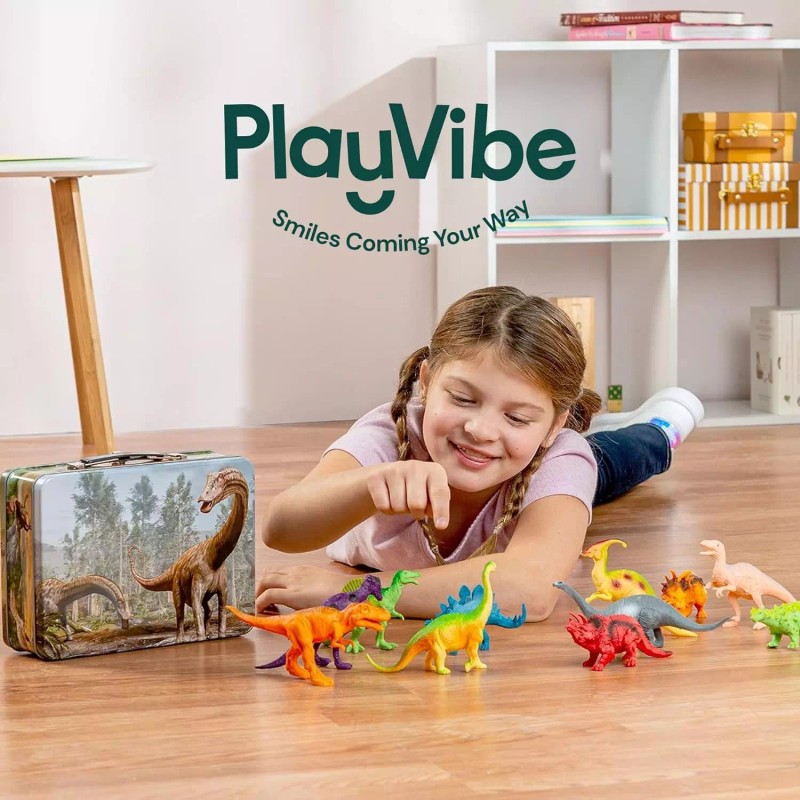 PLAYVIBE Dinosaur Toys for Kids 5-7. 12 Realistic Small Dinosaur