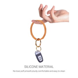 Mymazn Silicone Bangle Key Ring Bracelet Keychain for Women Wristlet Round Keyring (6 Pack)