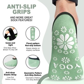 RainFlowwer Women's Yoga Socks, Pilates Socks Non-slip Breathable Elastic Dance Training Socks Combed Cotton Plus Size UK 4-8