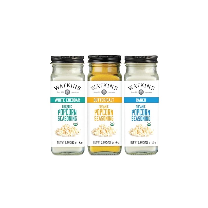 Watkins Popcorn Seasoning Multi-Flavor Variety Pack, 3-Pack (1 White Cheddar