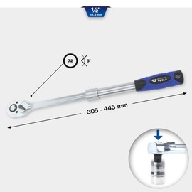 BRILLIANT TOOLS BT022992 1/2 Inch Telescopic Reversible Ratchet [Powered by KS Tools]