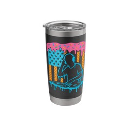 DJ Ice Cream USA Flag Melting Vinyl & Art Stainless Steel Insulated Tumbler