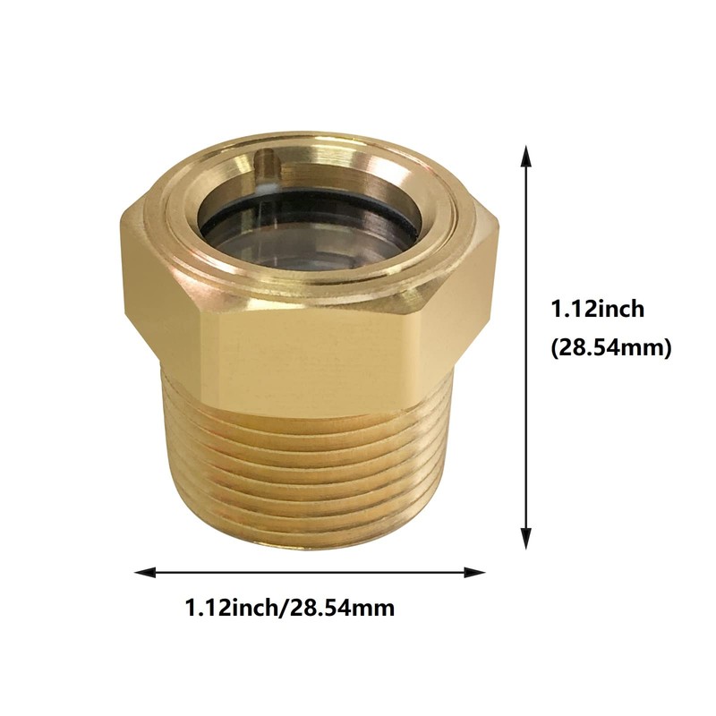 3/4 NPT Air compressor Oil Sight Glass, Male Hex Head