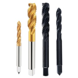 Vleant Spiral Flute Threading Tap – HSS6542 Titanium Plated and Nitriding Coated, Spiral Point Tap for Machine Screw, 4-Piece Set (M4x0.7, M6x1, 2x M8x1.25)