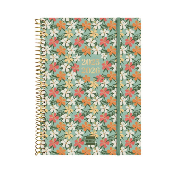 Finocam – Spiral 18-Month Planner 2025-2026 Horizontal Week View July