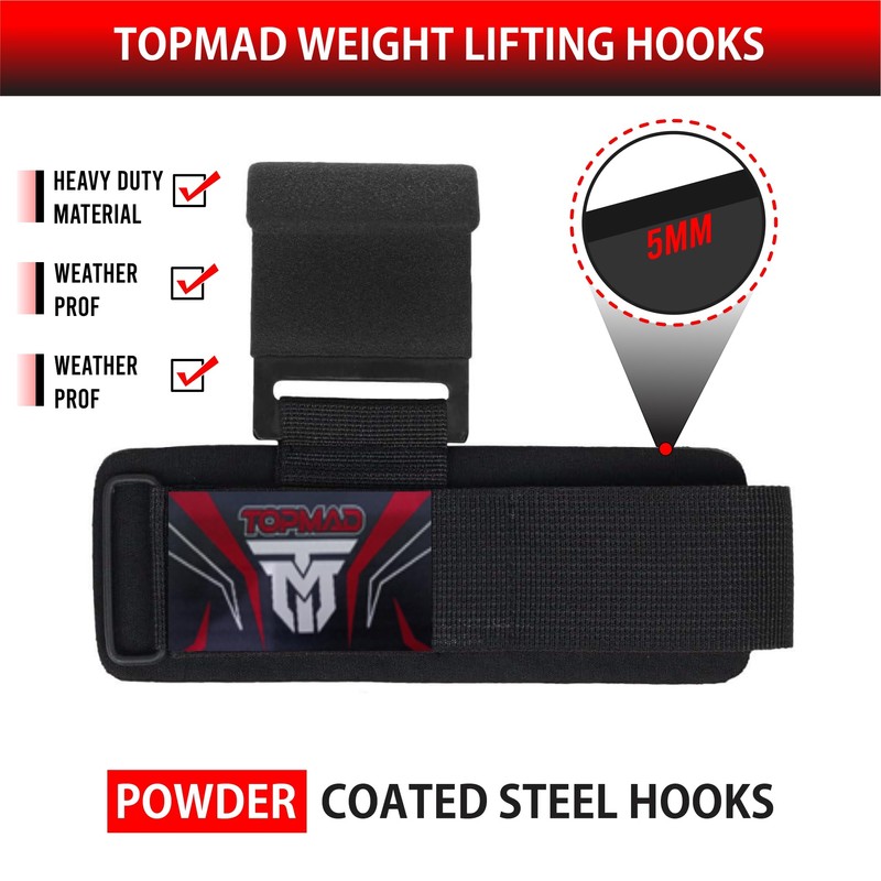 TOPMAD Heavy Duty Gym Hooks for Weight Lifting – Wrist