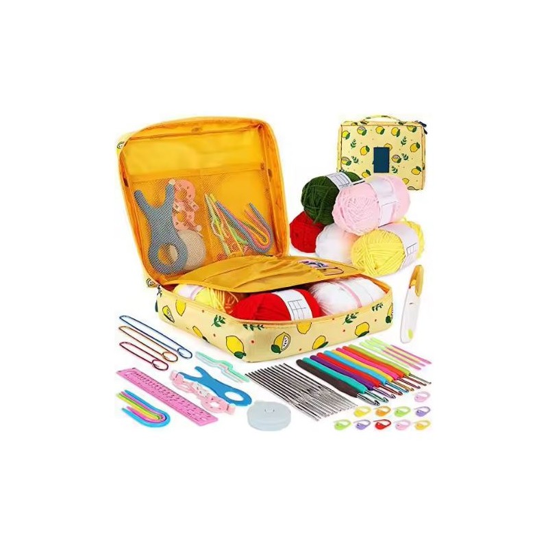 58-Piece Crochet Starter Kit for DIY Yarn Projects – Blue