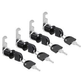 PATIKIL Cabinet Drawer Lock with Keys 4 Pcs 1" (25mm) Keyed Different Zinc Alloy Security Lock Cylinder Cam for Door Cupboard Household Mailbox Office Black