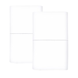 Feather & Stitch Pillow Covers Set of 2, Envelope Closure Standard Size Pillowcases, Soft Luxury 500 TC Damask Stripe Sateen Weave Pillow Case, 20x30 Inches - White