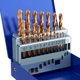 MACXCOIP Metric 19Pcs M35 Cobalt Drill Bit Set, 1.0mm-10.0mm HSS Cobalt Jobber Drill Bits for Hardened Metals, Stainless Steel, Cast Iron and Wooden Plastics, with Metal Index Storage Box