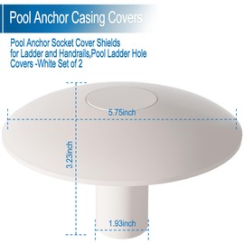 Pool Anchor Socket Cover Shields for Ladder and Handrails，Pool Ladder Hole Covers and Railing Bases Accessories -White Set of 2
