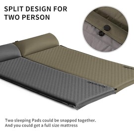 Naturehike Self Inflating Sleeping Pad, 1.2 inch Thick Camping Mattress with Built-in Pillow for Backpacking, Hiking, Tent, Hammock, Durable and Quiet - Color: Green