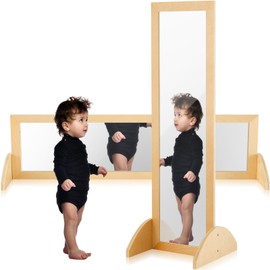Lineshading Double Sided Bi Directional Infant Montessori Mirror Toddler Christmas Mirror Safety Shatterproof Wooden Baby Acrylic Non Glass Early Learning to Walk Kids