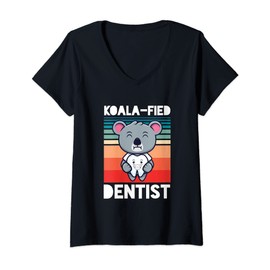 Womens Koala Dentist Medical Mouth Tooth Teeth Dental Worker Medic V-Neck T-Shirt