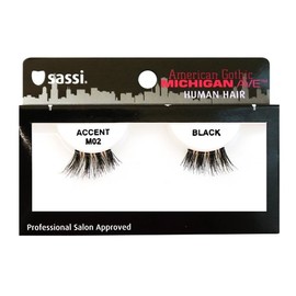 Sassi 804-M02 Michigan Ave 100% Human Hair Accent Eyelashes, Black, 6 Count