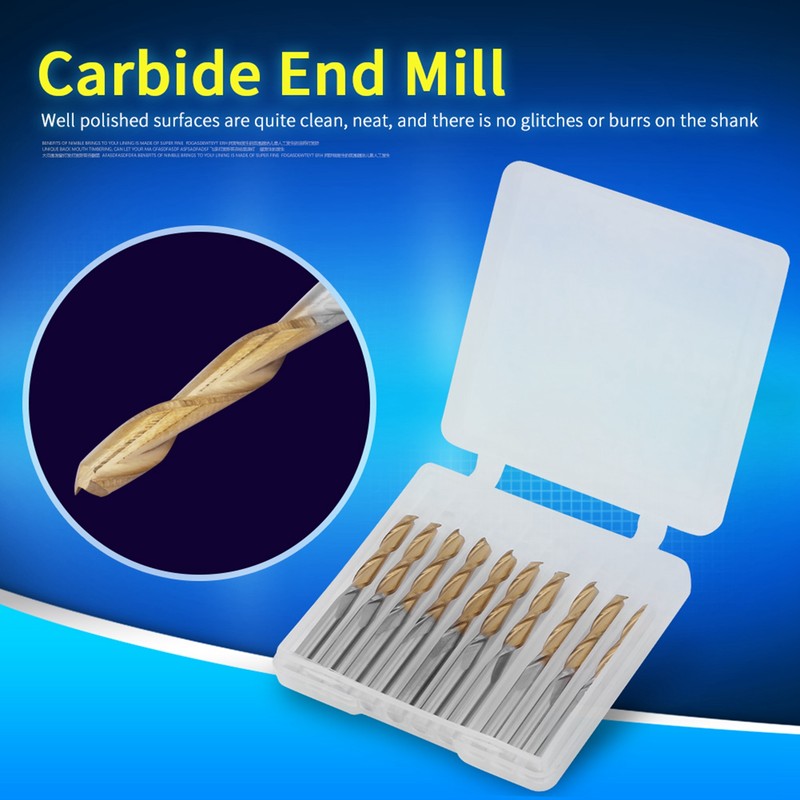 Titanium Coated 2-flute End Mill Milliling Cutter 3.175mm Shank 3.175mm