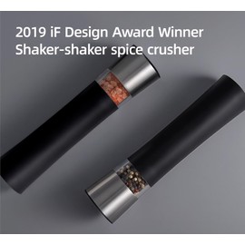 CRrrrJIC Salt and Pepper Mills Shaker-Shaker Spice Crusher, Hand Shake Gravity Grinding, Shake Shake (Carbon Black)