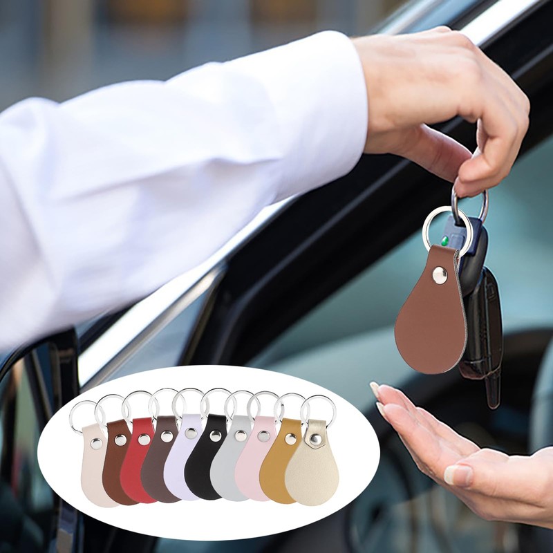 BTSKY 100 Pcs PU Leather Key Fob Kit - 10