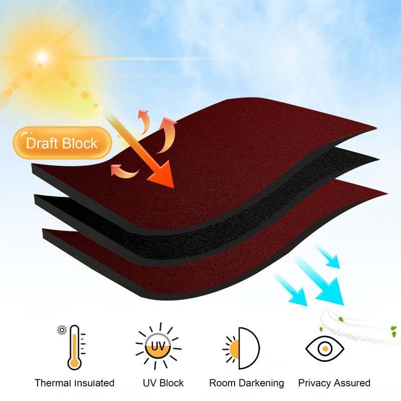 RYB HOME Blackout Curtains for Half Window Kitchen, Thermal Insulated