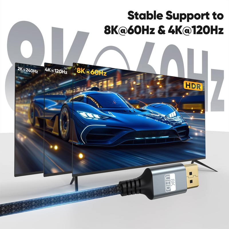 MOSIMLI DisplayPort Cables 1.4 6FT 10-Pack, 32.4Gbps DP Cable, 8K@60Hz/4K@120Hz/2K@240Hz,