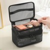 Gripebao Double Layer Makeup Bag, Mesh Cosmetic Bag with Handle,