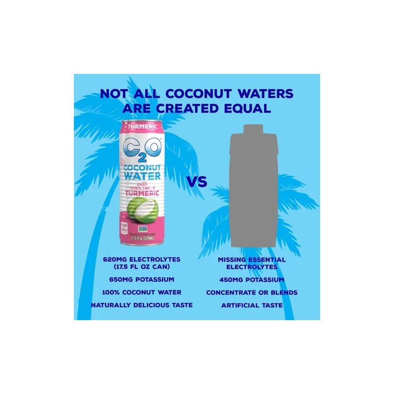 C2o Agua De Coco Con Jengibre, Lima Y Cúrcuma -