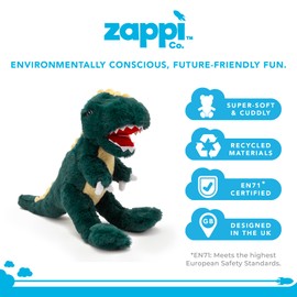 Zappi Co 100% Recycled Plush Toy, T-Rex (28 cm Length) Soft, Cuddly, Environmentally Friendly Animal Collection for Newborn Child First Child