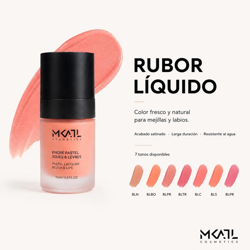 Rubor Líquido Profesional Coral Makeup Atelier Tono Vibrante Luminoso, Efecto