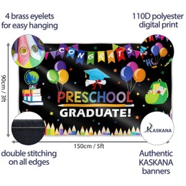 Preschool Happy Graduation Banner - Congratulations Banner - Congratulations Decorations - Well Done - We Are So Proud of You - 5x3ft (Black)