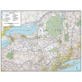 MapSherpa: New York State Wall Map - 24 x 31.5 inch Poster - Front Lamination