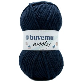 Wooly Soft Fluffy Bulky Weight #5 Wool Blended Fast Knitting Crocheting Yarn, 25% Wool 75% Acrylic, 100 Gram (3.53 Ounces) 109 Yards (100 Meters) (Navy)