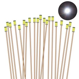 Evemodel C0603W 20pcs Pre-soldered micro 0.1mm Copper Wired WHITE SMD Led 0603 NEW