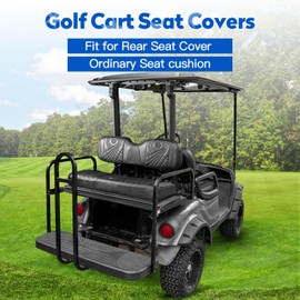 NOKINS Golf Cart Seat Covers, Rear Vinyl Seat Covers Fits YAMAHA/G29/Drive2 EZGO TXT/EZGO RXV/Club Car DS/Club Car Precedent Aftermarket Regular Seat Cushion (Gradient Carbon Fiber Black&Black)