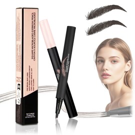 2 Pack Waterproof Eyebrow Pen, 3D Microblading Effect Natural Look, Dark Brown/Light Brown Shades Tint Eye Brow Pencil, Smudgeproof Long Lasting Define Fill Brows