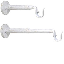 Bestsellers - Extendable and adjustable wall support for curtain rod ø 19 mm, length 18-25 cm, white color and gold, (1 set of 2 supports)