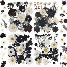 LUCISKY 94 Pcs Black Pressed Dried Flowers for Resin Molds, Real Natural Flowers Leave for DIY Crafts, Jewelry, Candle, Soap Making Gifts