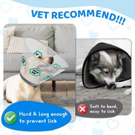 Supet Dog Cone for Dogs to Stop Licking, Soft Dog Cones for Large Medium Dogs, Comfortable Dog Cone Collar, Adjustable Pet Recovery Collar for Small Dogs with Soft Protect Edge Bone XS