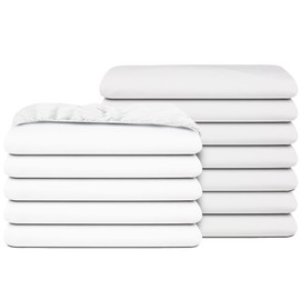 Pack of 12 Fitted Sheets-White, Queen (60”x80”x15”), 200 TC, Poly-Cotton Blend, Hotel Quality, Durable, Premium Comfort and Style – by Pacific Linens (Queen)