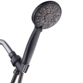 AquaDance High Pressure 6-Setting Hand Held Shower Head with Extra-Long 6 Foot Hose & Bracket – Anti-Clog Nozzles - USA Standard Certified - Top U.S. Brand - OIL RUBBED BRONZE