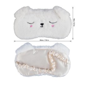 Ulife Mall Cute 3D White Puppy Kids Sleeping Mask, Funny Soft Fluffy Cartoon Eye Mask Plush Puppy Silk Blindfold for Girls Boys Women Men Party & Travel - White