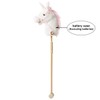 HollyHOME Plush Unicorn Stick Horse with Wood Wheels Real Pony