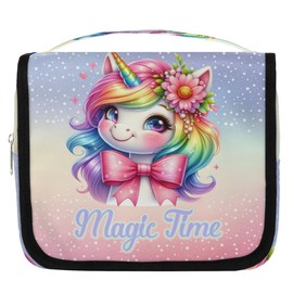 Travel Toiletry Bag for Women & Men Unicorn Flower Animal Colorful Hanging Cosmetic Organizer Portable Waterproof Makeup Case Make Up Bag with Compartments Travel Essentials for Bathroom Shower